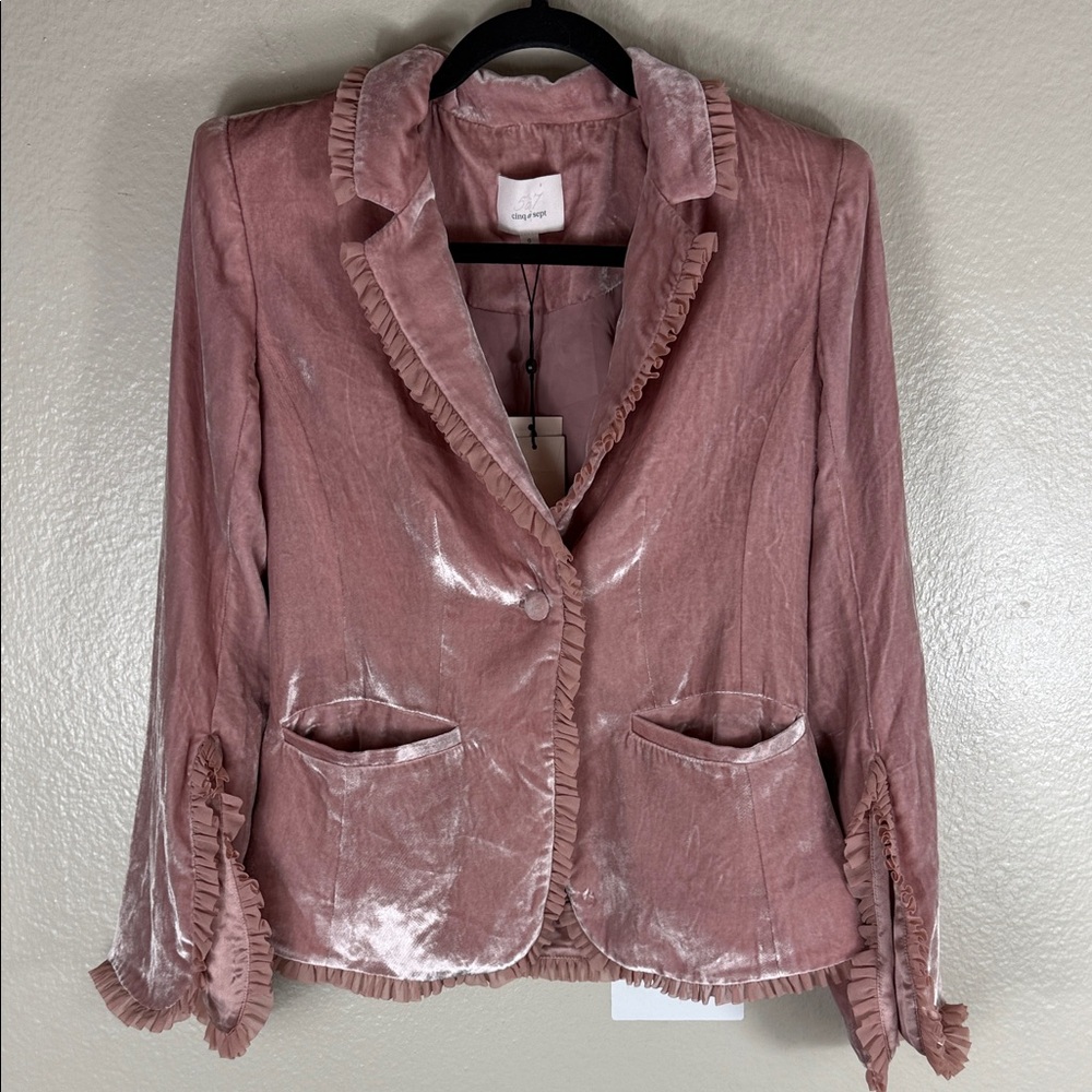 Cinq à Sept Rowland Mauve Velvet Blazer - Picture 5 of 10